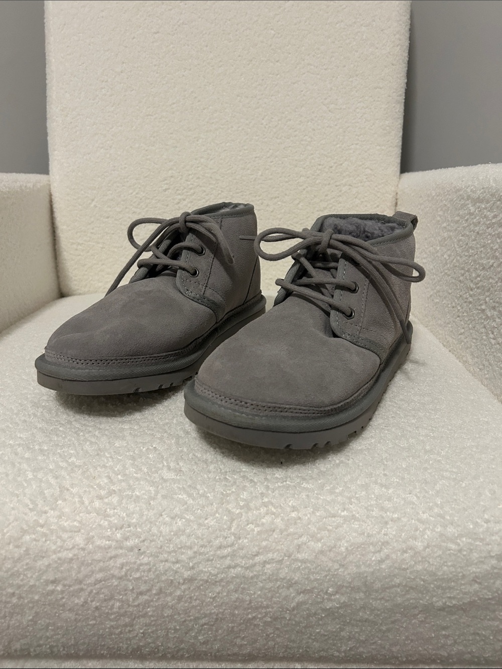 UGG Gray Suede Lace-Up Ankle Booties